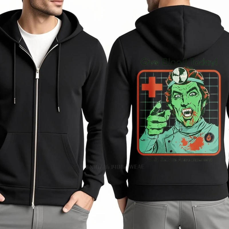 Adulto primavera hoodies zumbi médico com cruz de sangue para ele tamanho grande jaqueta com capuz moletom zíper anime primavera outono