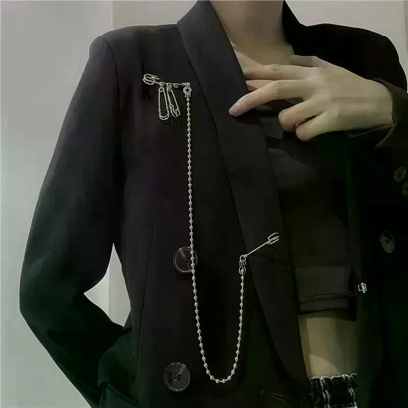 Metal Tassel Pin Chain Brooch For Women Men Suit Shirt Lapel Pin Clothing Accessories Jewelry Gift