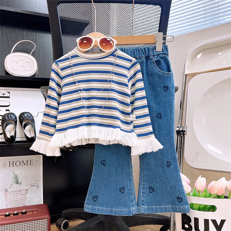 Fashionable kids' sets and outfits Girls Autumn 2PCS SETS Cute Boho Style roupa infantil menina Casual