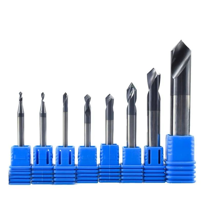 Spot Drill 2-12mm 2 Flute Chamfer Mill 90 Degree Stub Start Location Center Bit CNC Router Bit Milling Cutter Carbide End Mill