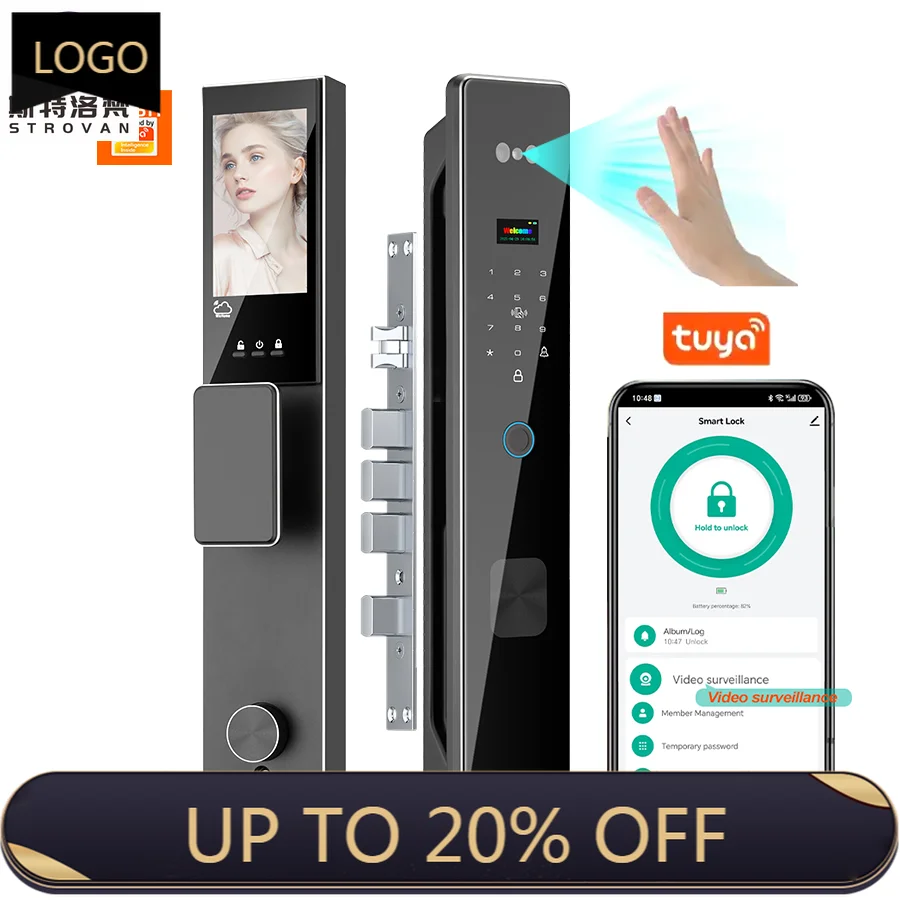 

STLF Tuya Wifi Face Recognition With Video Intercom Smart Lock Enabled Palm Vein Secure and Convenient Smart Door Lock