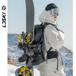 LDSKI New Ski Bag Clamshell Type Lightweight Small 35L Water Repellent Wear Resistant Breathable Waist Back Support Snowboarding