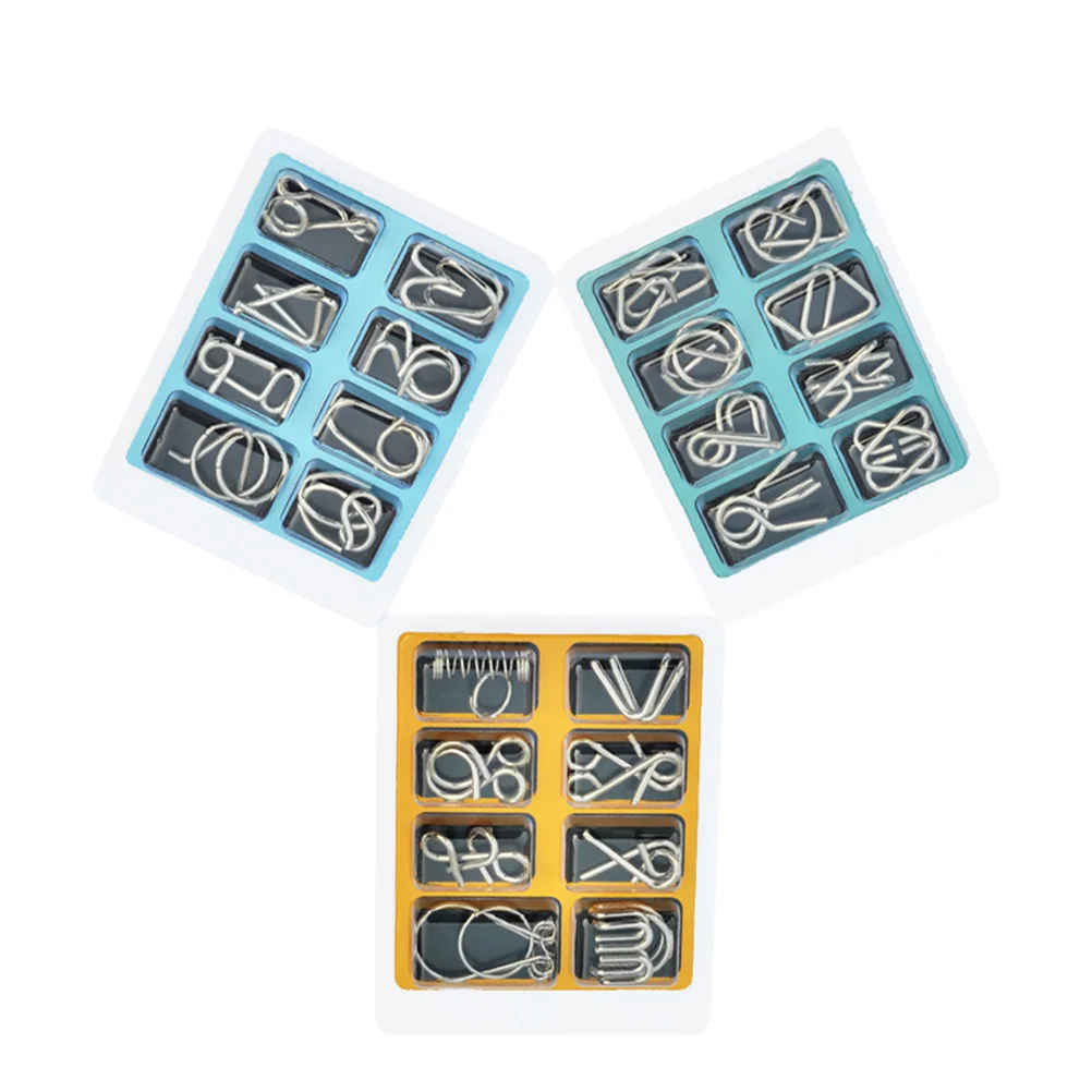 24Pcs Intelligence Puzzle Set Metal Brain Teaser Iq Game for Adults Kids Creative Ring Puzzle Buckle Intelligence Puzzles Ring