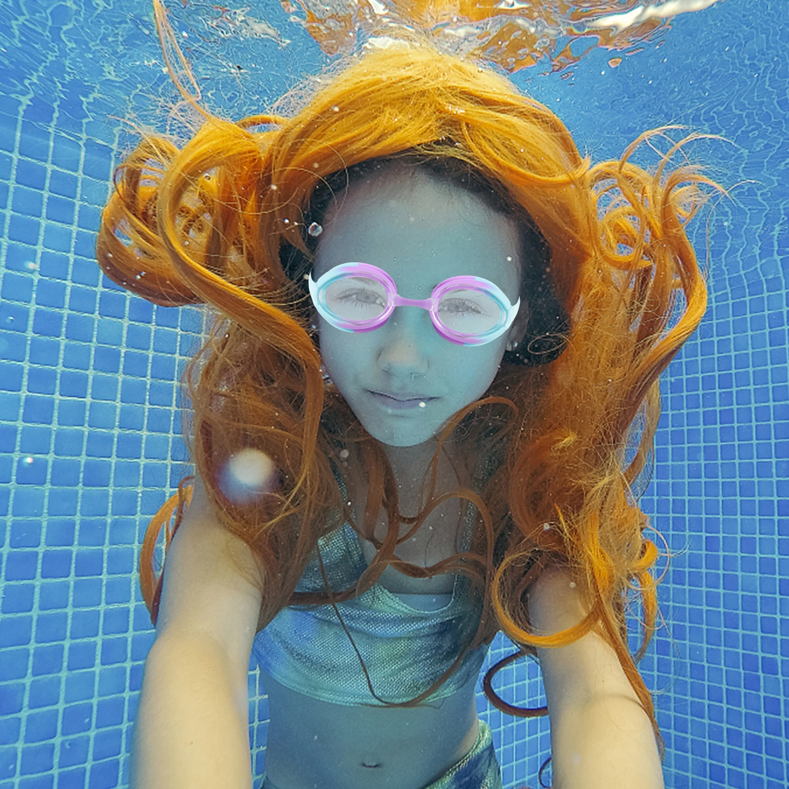 

2Pairs Kids Swim Goggles Anti-Fog Uv Protection Lightweight Portable Swimming Goggles for Children Pool Beach Use