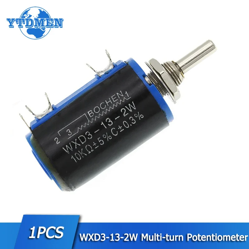 1PCS WXD3-13-2W Precyzyjny potencjometr wieloobrotowy 1K 2.2K 3.3K 4.7K 6.8K 10K 22K 47K 100K Ohm 10 Laps Potencjometry drutowe