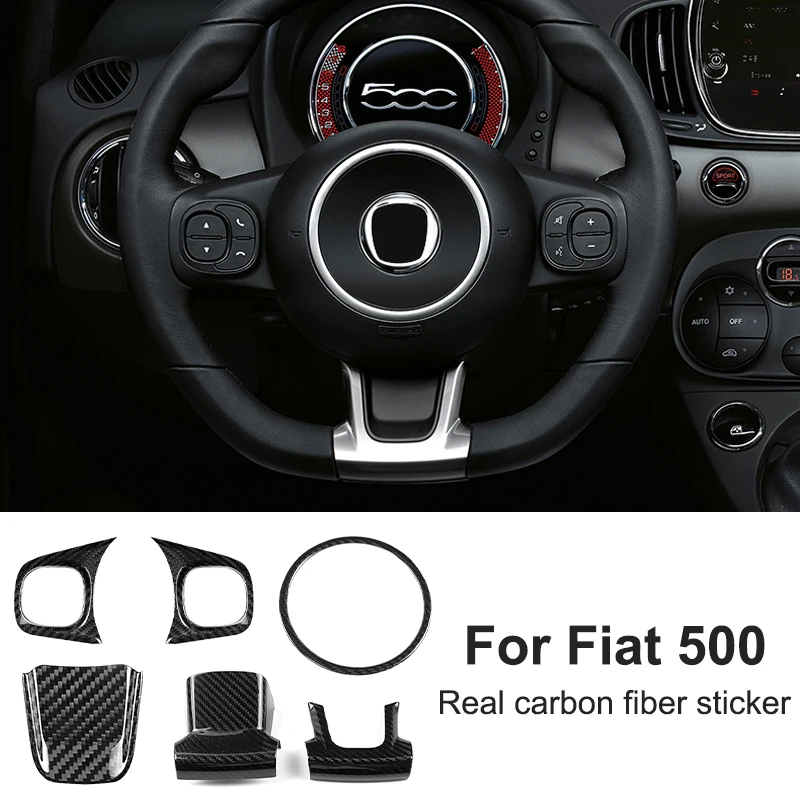 

Для Fiat 500 Abarth 595 695 2008-2020 2021-2023 крышка панели рулевого колеса автомобиля декоративная наклейка модификация аксессуары