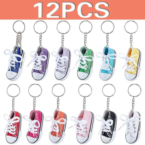 12Pcs Mini Shoes Keychain Cloth Material Shoe Key Rings