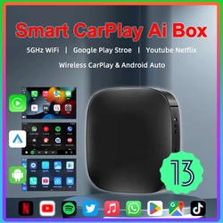 CarPlay AI Box Adapter Wireless CarPlay Android Auto Android 13 Smart AI Box For Netflix YouTube FOTA Upgrade Car Multimedia