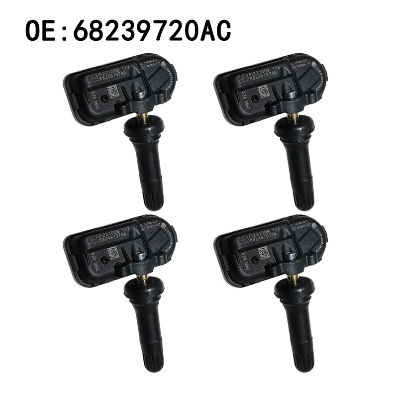 68239720AC 4PCS Car Tire Pressure Sensor TPMS 433MHz For Dodge Ram 2500 01/2018-12/2018 Cherokee 2015/12-2018/12 OEM 68249197AA