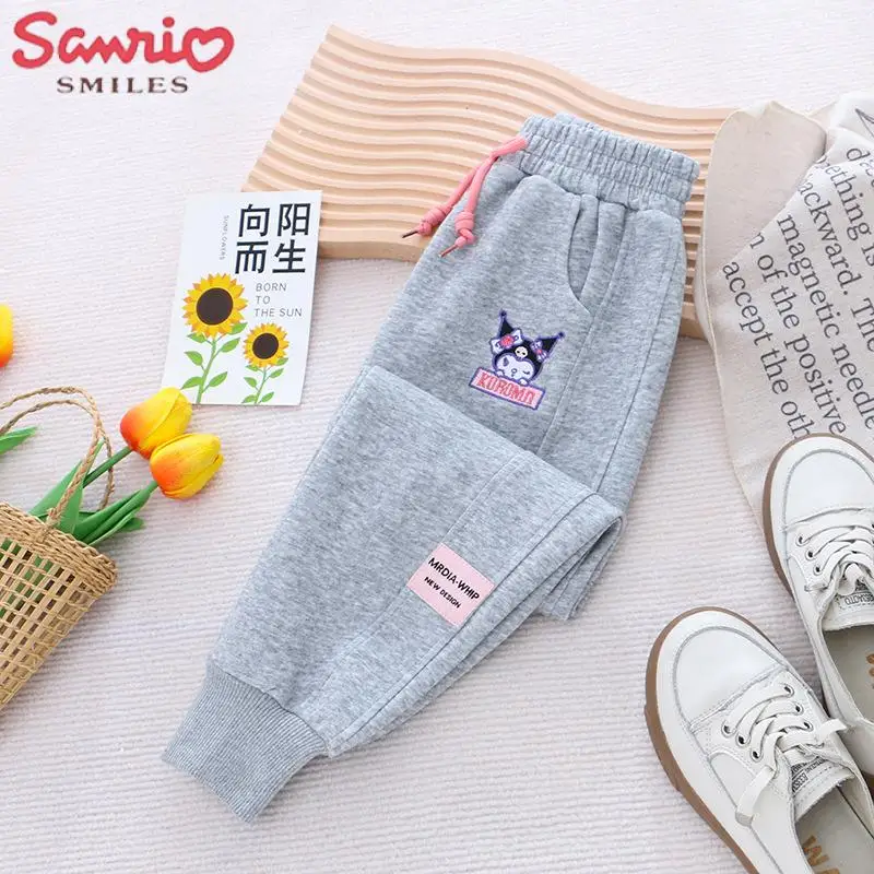 New Sanrio Sports Pants Children\'s Cartoon Kuromi Autumn Boys\' Fashion Students Casual Girls Cute High Waited Pants Outwear 2023