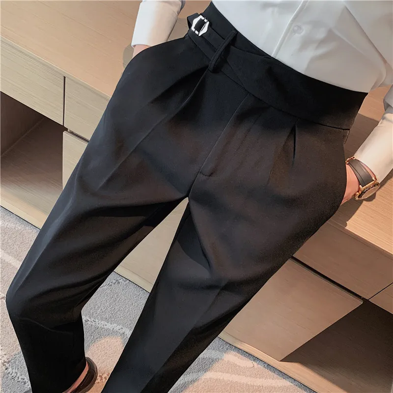 Naples High Waist Casual Business Dress Pants Men High-quality Office Social Suit Pants Fashion Wedding Groom Party Trousers