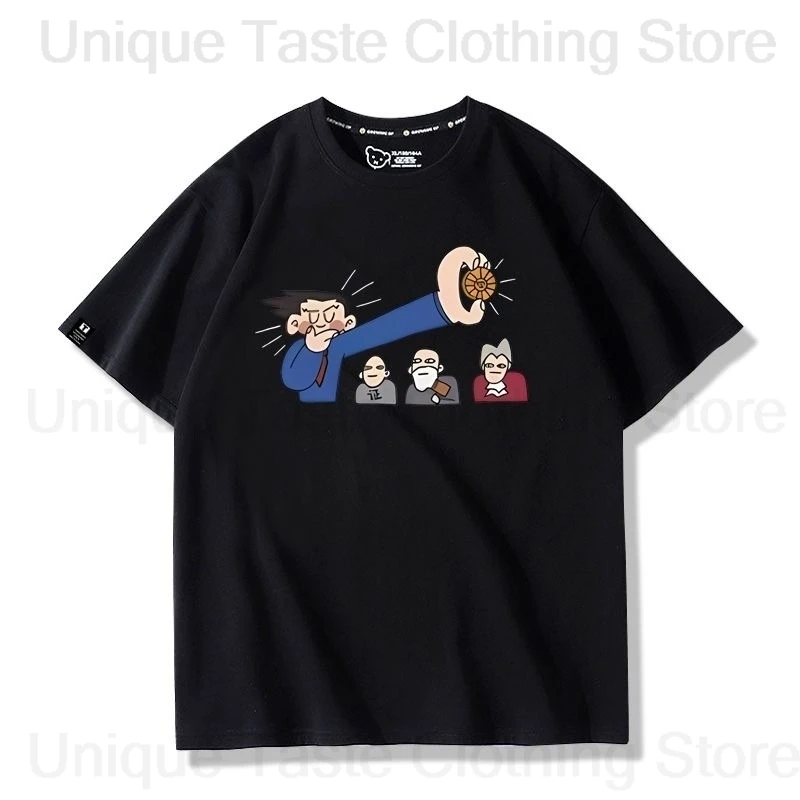 Ace Attorney T Shirt Phoenix Wright Maya Fey Cartoon T-shirt Men Women High Quality Summer Loose Cotton Short Sleeve Tee Tops