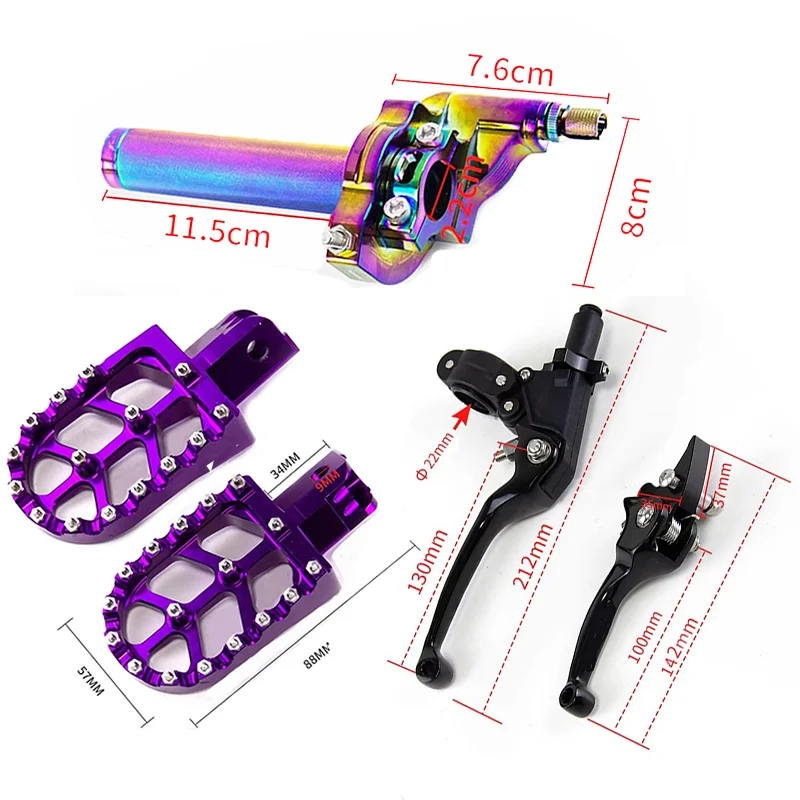 Motorcycle Color Footrests Pedals Pegs/Clutch Brake Handle Drum Levers For ASV/22mm Accelerator Throttle Twist Grips Handlebar