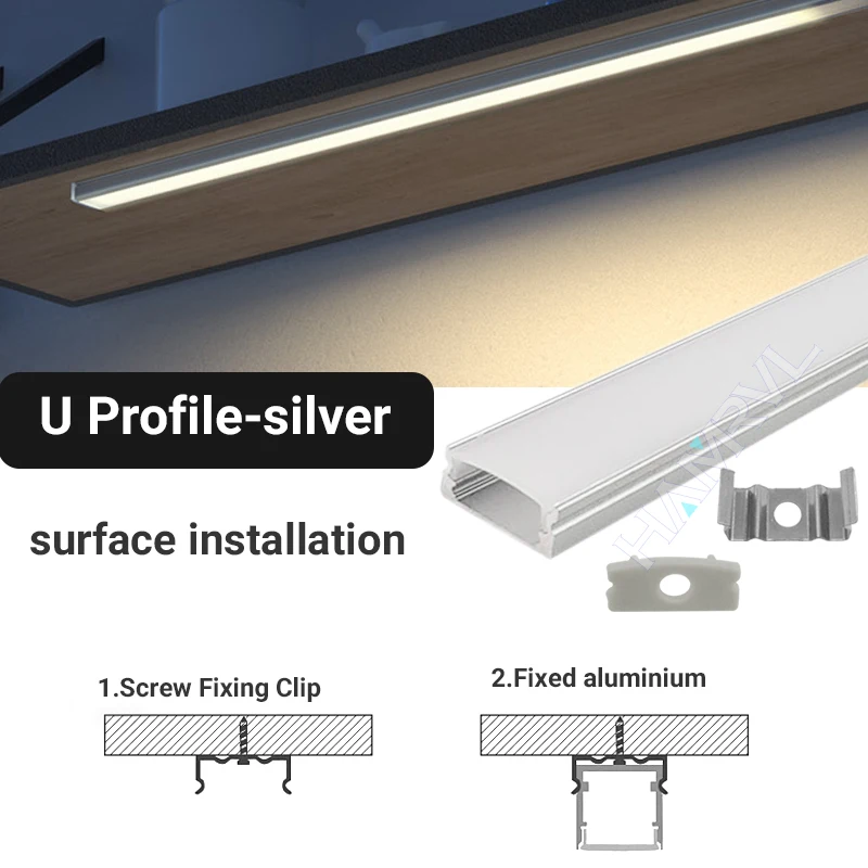 1M Led Aluminum Profile Channel Diffuser Holder U/V/YW Shape Black/silver Linear Light Bar Ceiling Wall Corner Lighting
