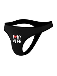 Men's Sexy Black Low Waisted Thong with Printed Breathable And Comfortable Underpants Underwear