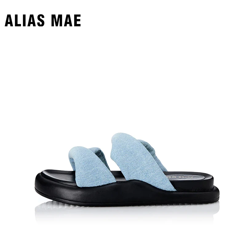 ALIAS MAE THERESE Classic 2023 Summer Outwear Popular Senior Designer Handmade Genuine Leather Denim Slippers