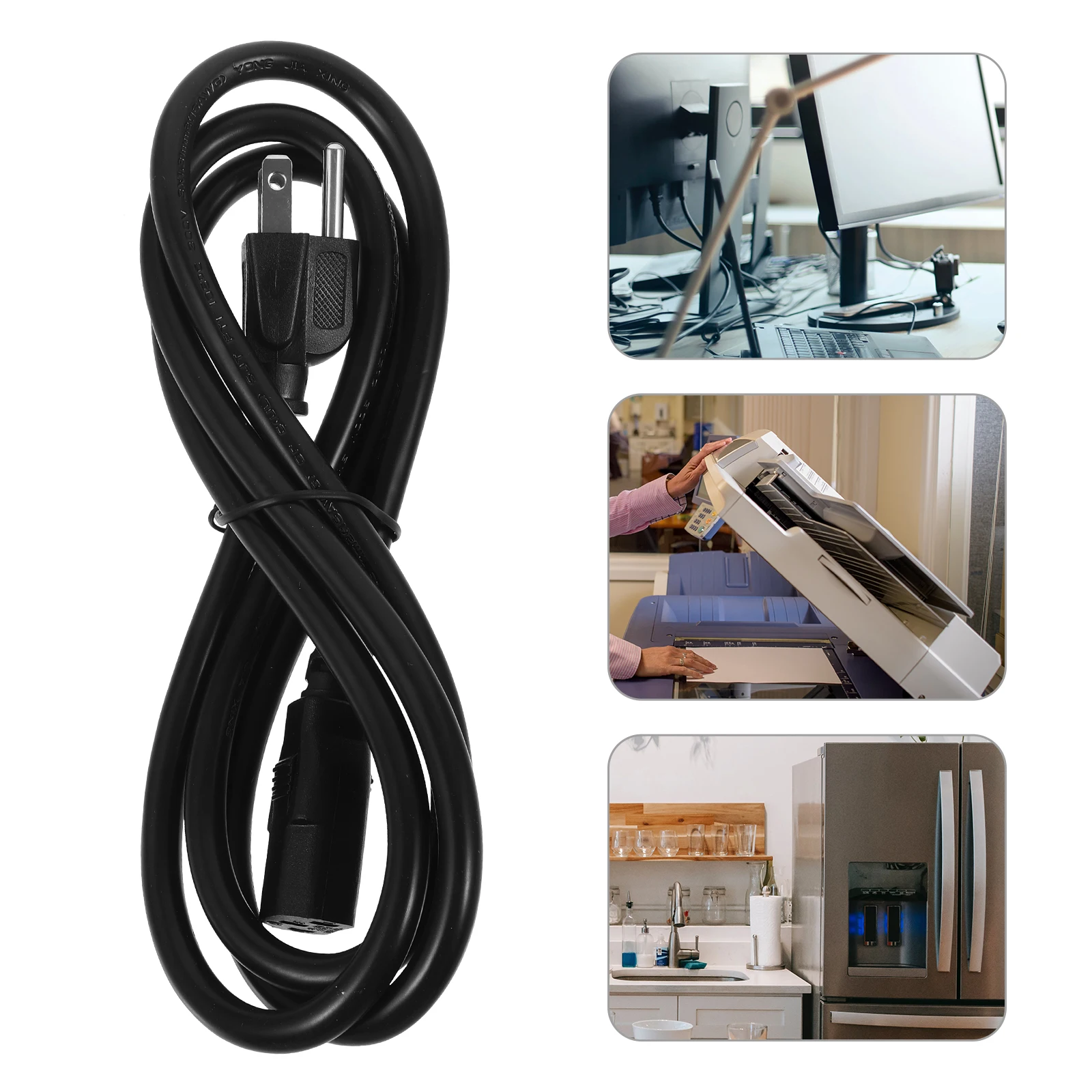 

Rice Cooker Cable 3- Standard Black Plastic Ac Power Replacement Cord Extension Cord for Appliances Safe Material
