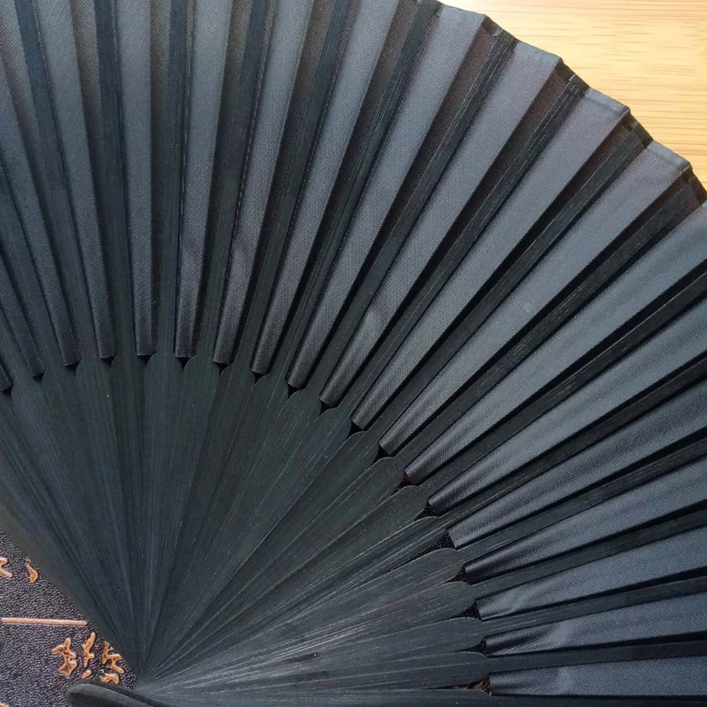 

2Sets Silk Fan Black Foldable Handheld Fans Summer Cooling Accessory Chinese Style Dancing Fans Gift for Ladies