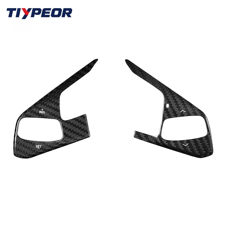 Tiypeor LHD Real Carbon Fiber Steering Wheel Key Button Trim For Chevrolet Corvette C8 Sport Racing Steering Wheel Interior Glos