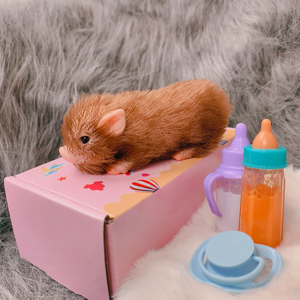 5인치 실리콘 새끼 돼지 부드럽고 귀여운 미니 사실적인 동물 액세서리 포함 생생한 리본 신생아 돼지 인형 스트레스 해소 장난감 선물