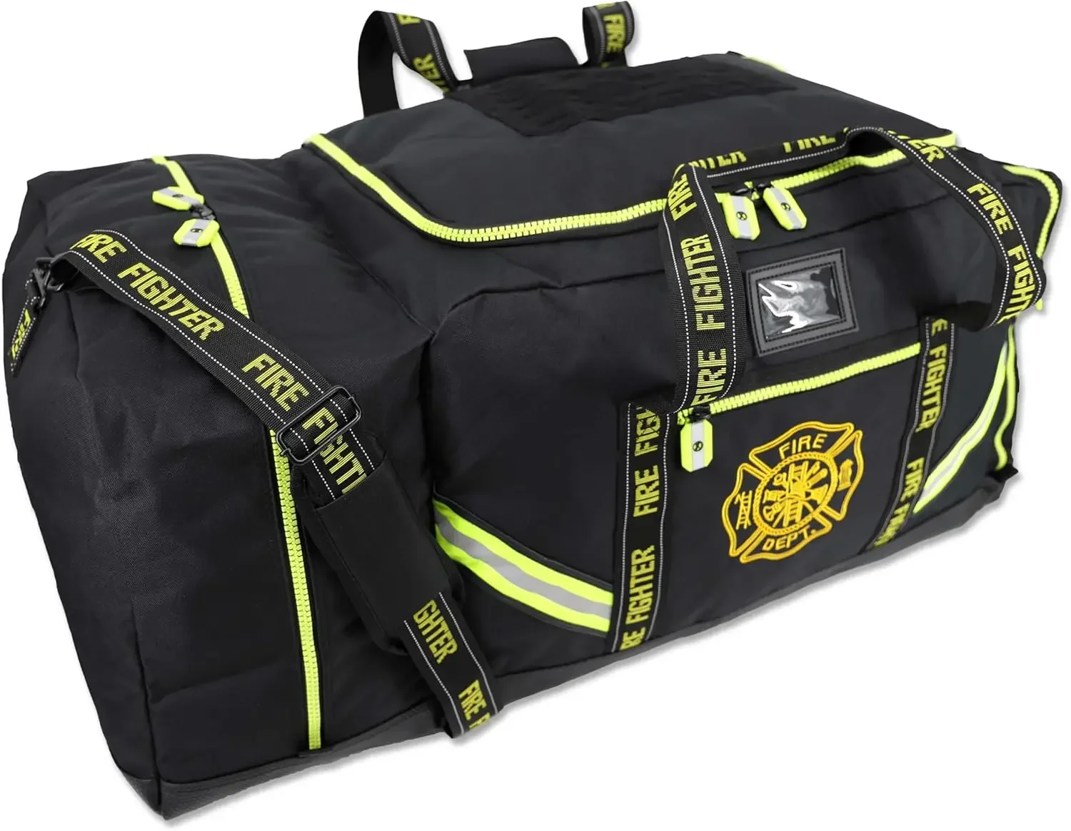 Premium 3XL Firefighter Step-in Turnout Fire Gear Bag w/Embroidered Name - BLACK