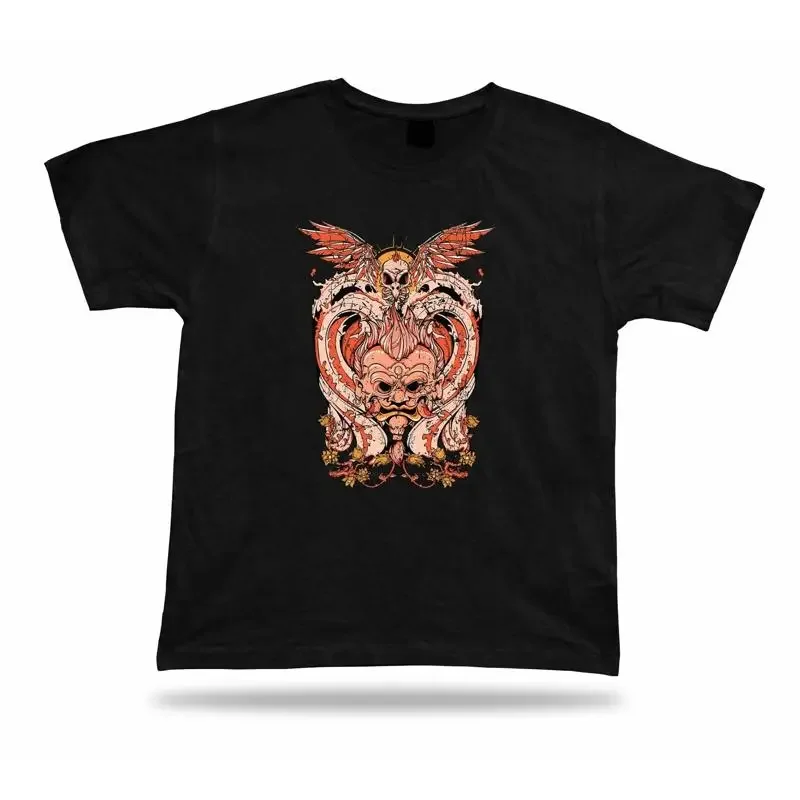 Tshirt Tee Shirt Birthday Gift Idea Oriental Guard Oni Mask Demon Emblam Wave