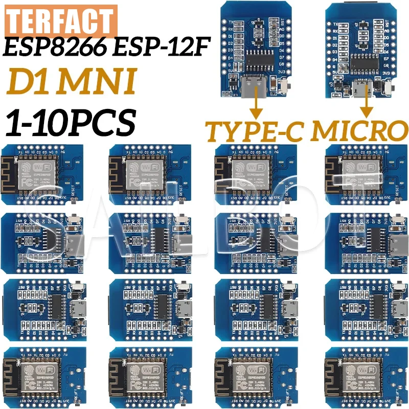 1-10PCS WeMos D1 Mini TYPE-C/Micro USB ESP8266 ESP-12F CH340G V2 Module WiFi D1 Mini Development Board 3.3V With Pin For Arduino