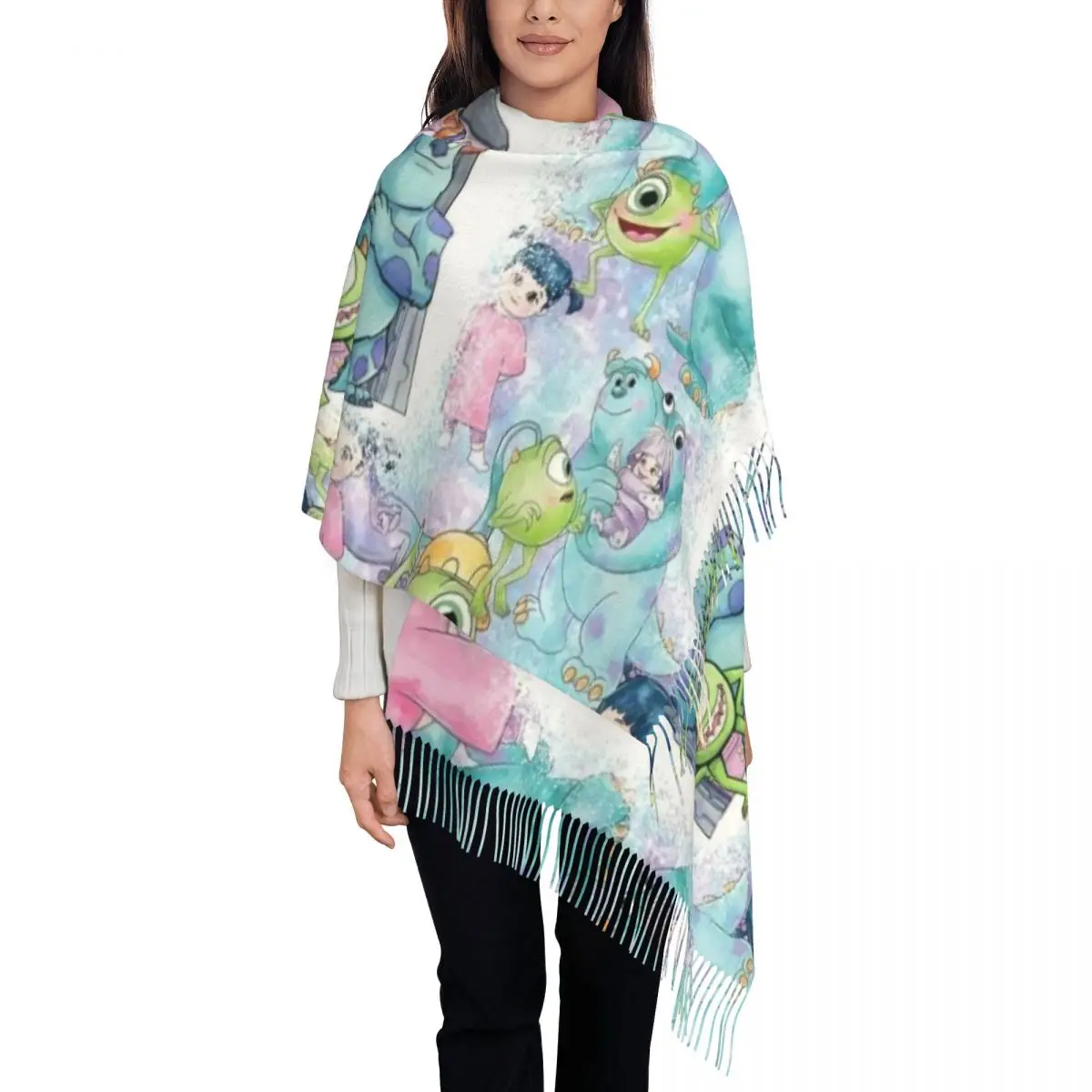 

Аниме шарф университета монстров с принтом на заказ для мужчин и женщин, зимние теплые шарфы, шали, накидки