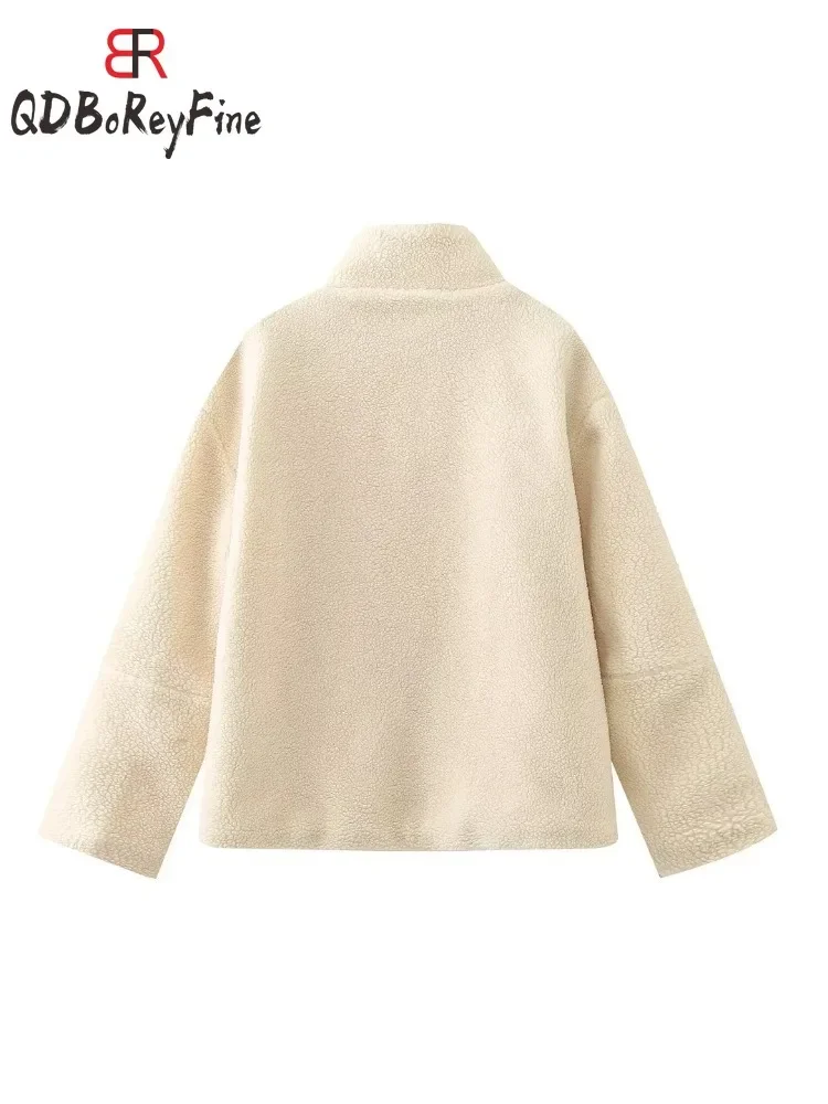 Women Winter Coat Thick Warm Lamb Wool Plush Jacket Casual Oversized Long Sleeve Tops Teddy Fleece Zipper Faux Lamb Overcoat