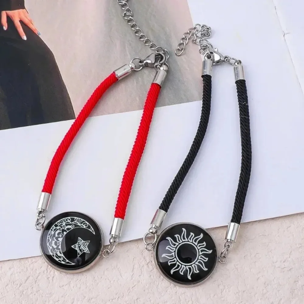 Sun and Moon Lovers Couple Bracelet Adjustable Romantic Bracelet Stainless Steel Glow in The Dark Bracelet Fashion Jewelry Gifts