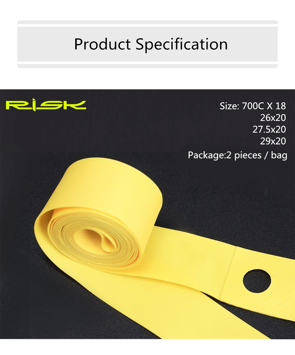 2pcs RISK Bicycle Rim Strip Tire Liner Tube Protector PVC Rim Tape for 700C 26 27.5 29 inch Wheel MTB Mountain Road Bike Fixed