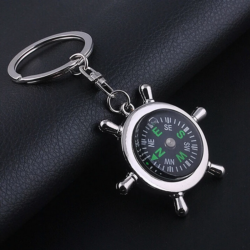 Pirate Helmsman Compass Pattern Glass Pendant key Keychain Fashion Key Chain For Men Women Best Gift