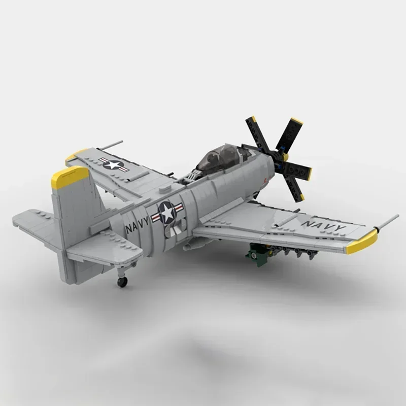 Militärflugzeug Modell Moc Bausteine 1:35 A2D Skyshark Kämpfer Technologie Blöcke Geschenke Weihnachten Spielzeug DIY Sets Montage