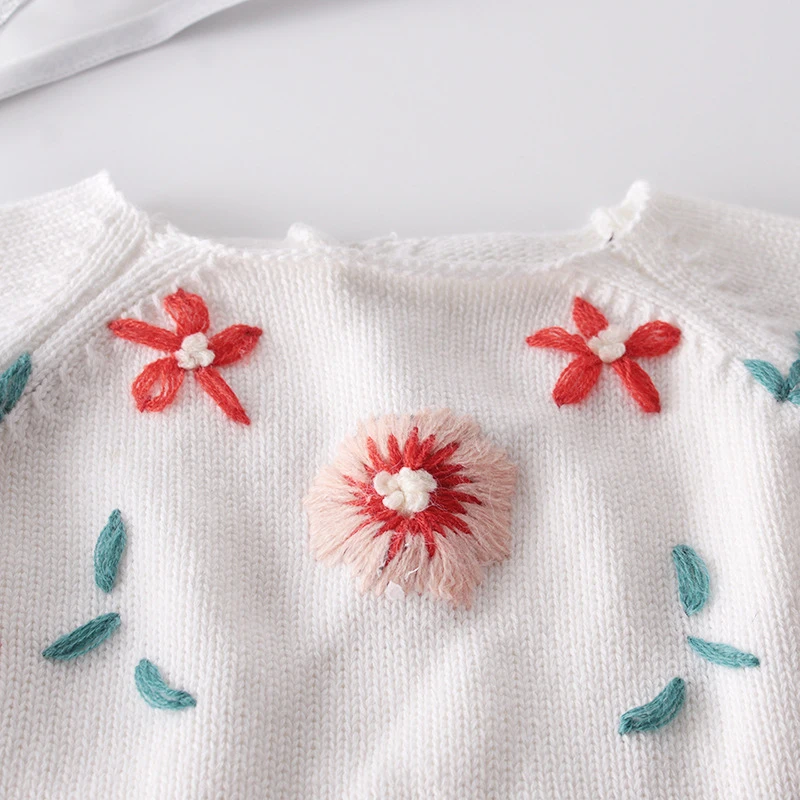 New autumn baby clothing, 0-3 year old handmade embroidered sweater, knitted sweater jumpsuit, hoodie, climbing suit