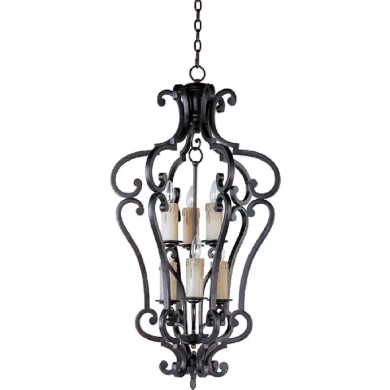 American rural retro wrought iron lantern chandelier export villa living room staircase lighting