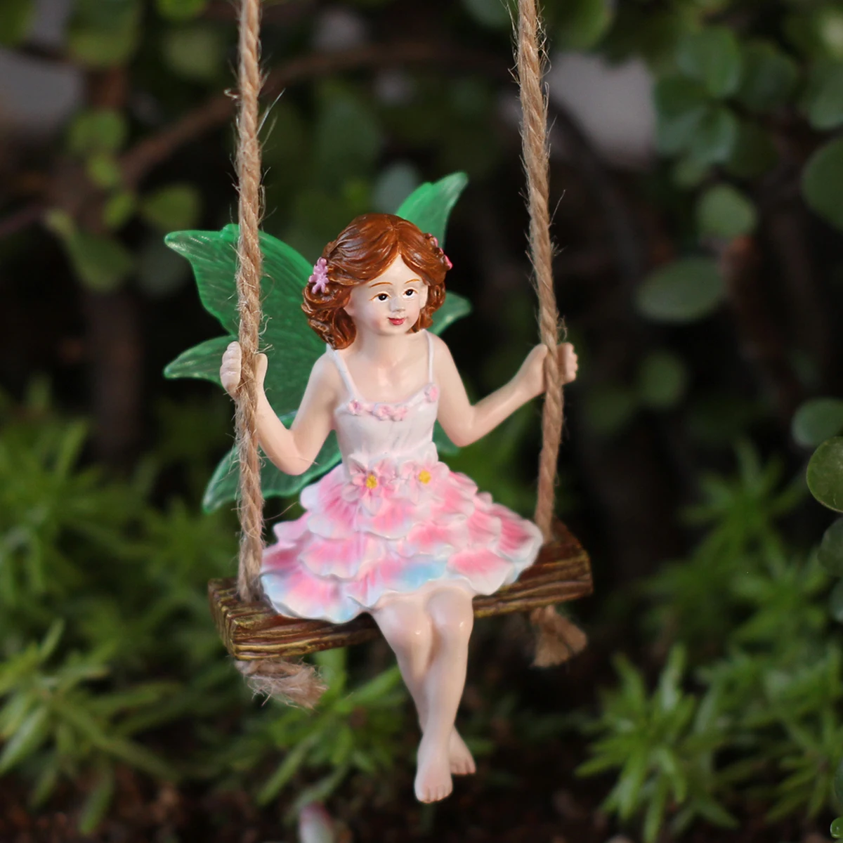 1 Pink Dress Fairy Swinging, Creative Fluorescent Wing Girl, Garden Decoration Pendant, Family Gift