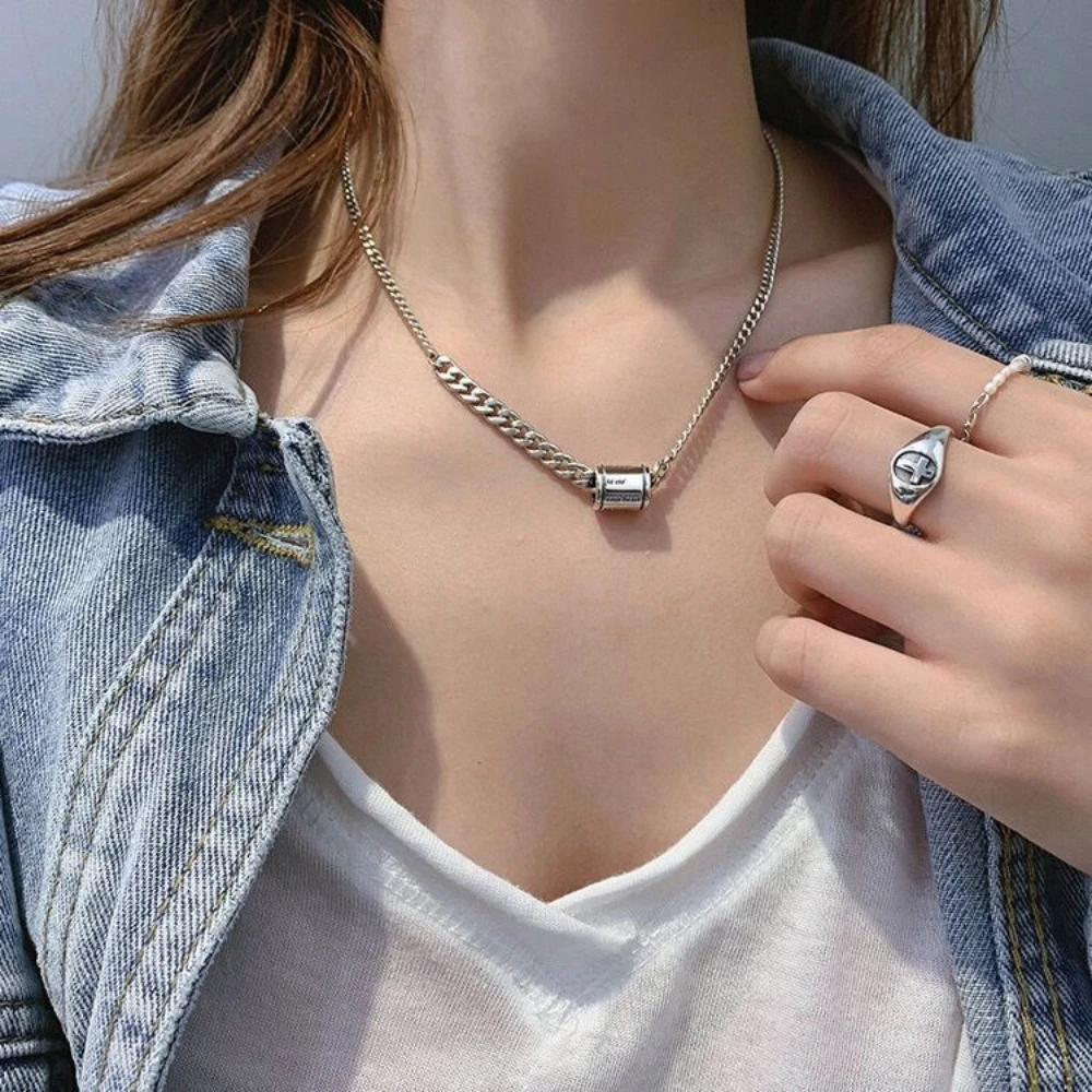 

Korean Style Ins Popular Chokers 925 Silver Chains Pendants Fashion Jewelry High Quality Classic Design Necklaces For Women