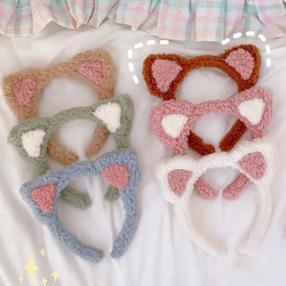 Women Kids Hair Accessories Plush Ears Cat Ears Fluffy Washing Face Cat Ears Hair Bands Hair Hoop Korean Style Plush Headbands