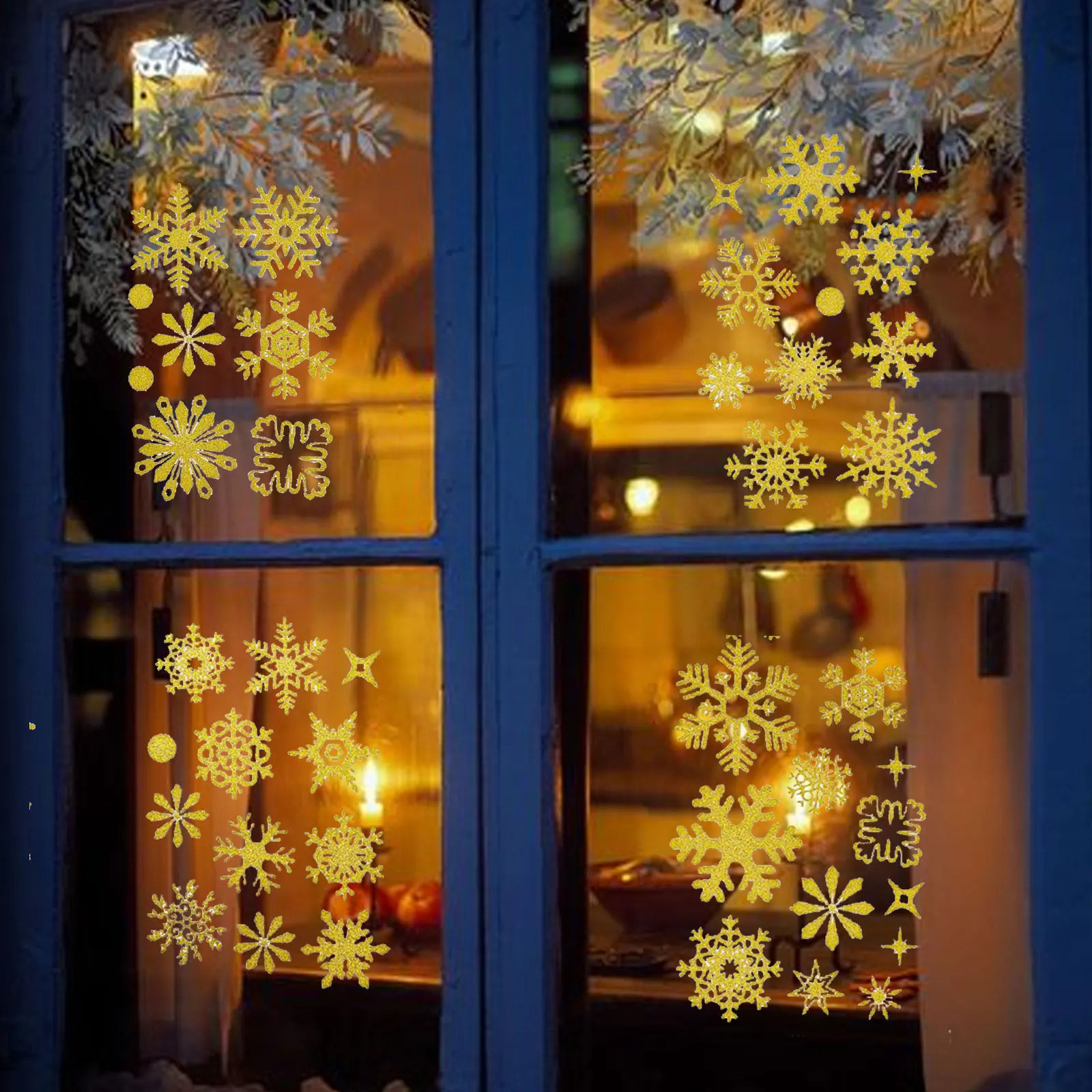 Christmas Window Decals Christmas Snowflake Stickers Holiday Season Anti-static DIY Decoration PVC Static Film