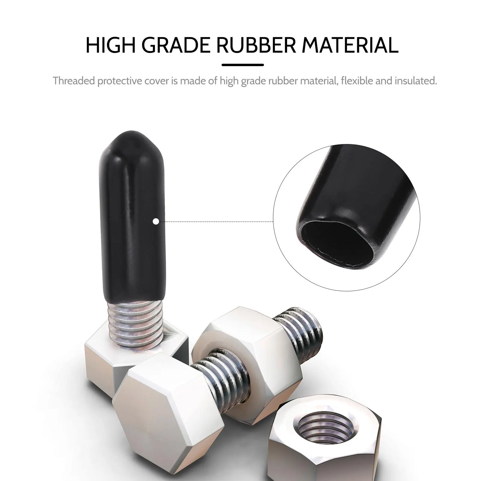 

200pcs Wire Protector Cap Rubber Thread Cover Flexible End For Furniture Legs Floor Protection Screw Tips Tubing Ends