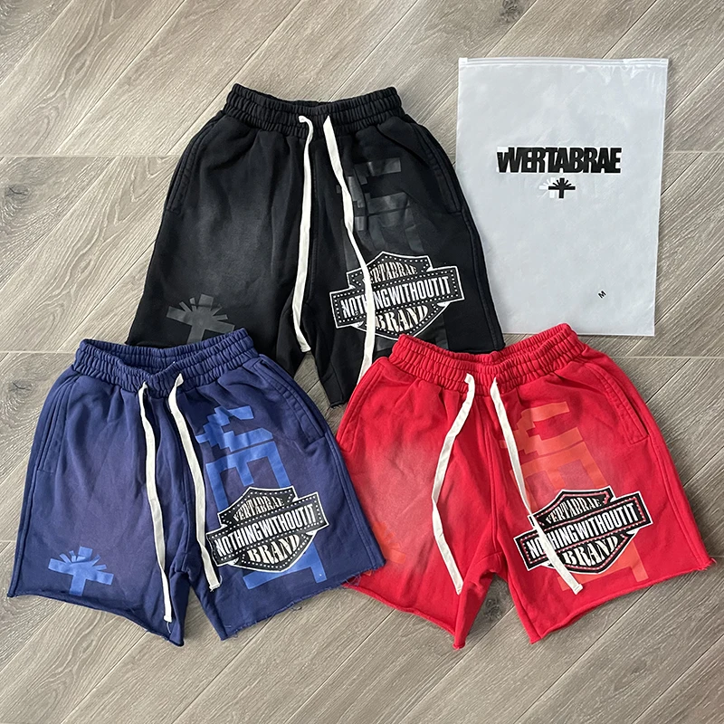 

Vertabrae Shorts Hot Diamond Washed Pure Cotton Sportswear Casual Shorts Men Women Europe American High Street Style