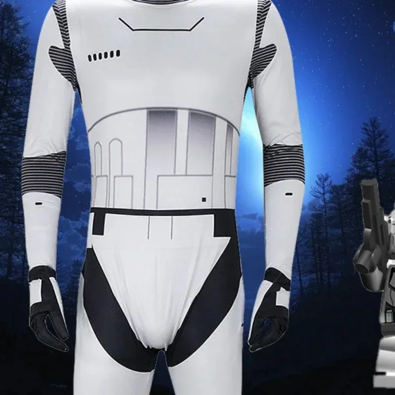 Stormtrooper Jumpsuit Anak-anak Dewasa Pakaian Kostum Tentara Putih Pakaian Permainan Peran Cosplay Halloween