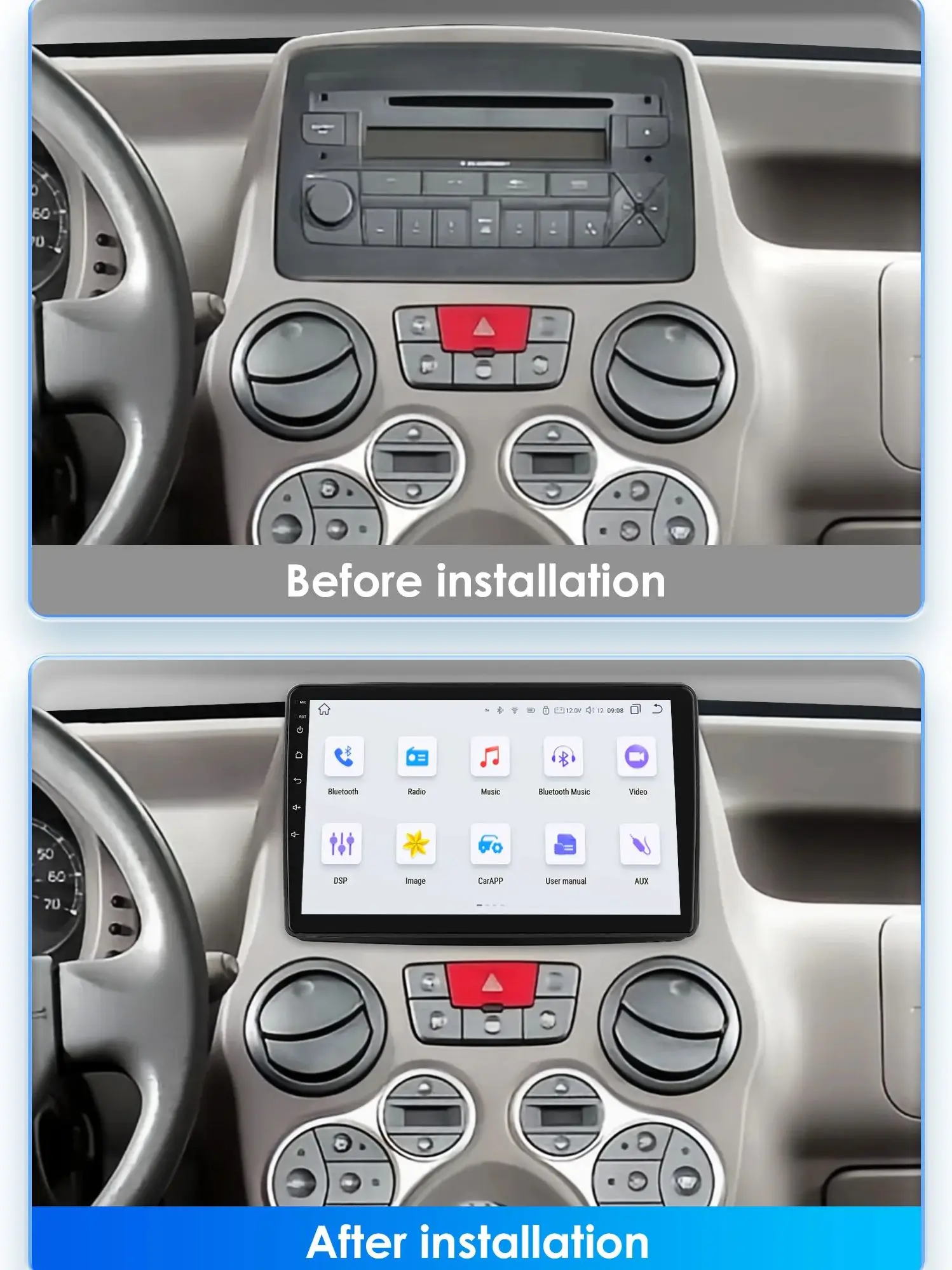 8G 128G Android 14 autoradio voor Fiat Panda 169 2003 - 2012 Intelligent systeem Carplay auto multimediaspeler GPS 4G 7862 - afbeelding 2