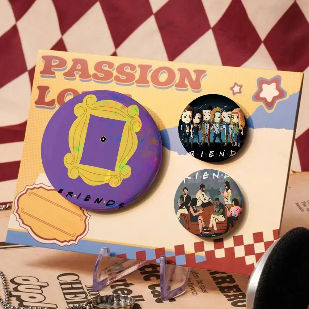 American TV Series Friends For Badge Laser Holographic Custom Badge Image Metal Lapel Pin Brooch Clothing Backpack Decorative
