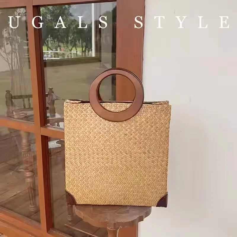 High Quality Straw Woven Handmade Women Handbag Large Capacity Casual Bag Fashion Tote Bag Holiday Vacation Beach Bag Travel Bag