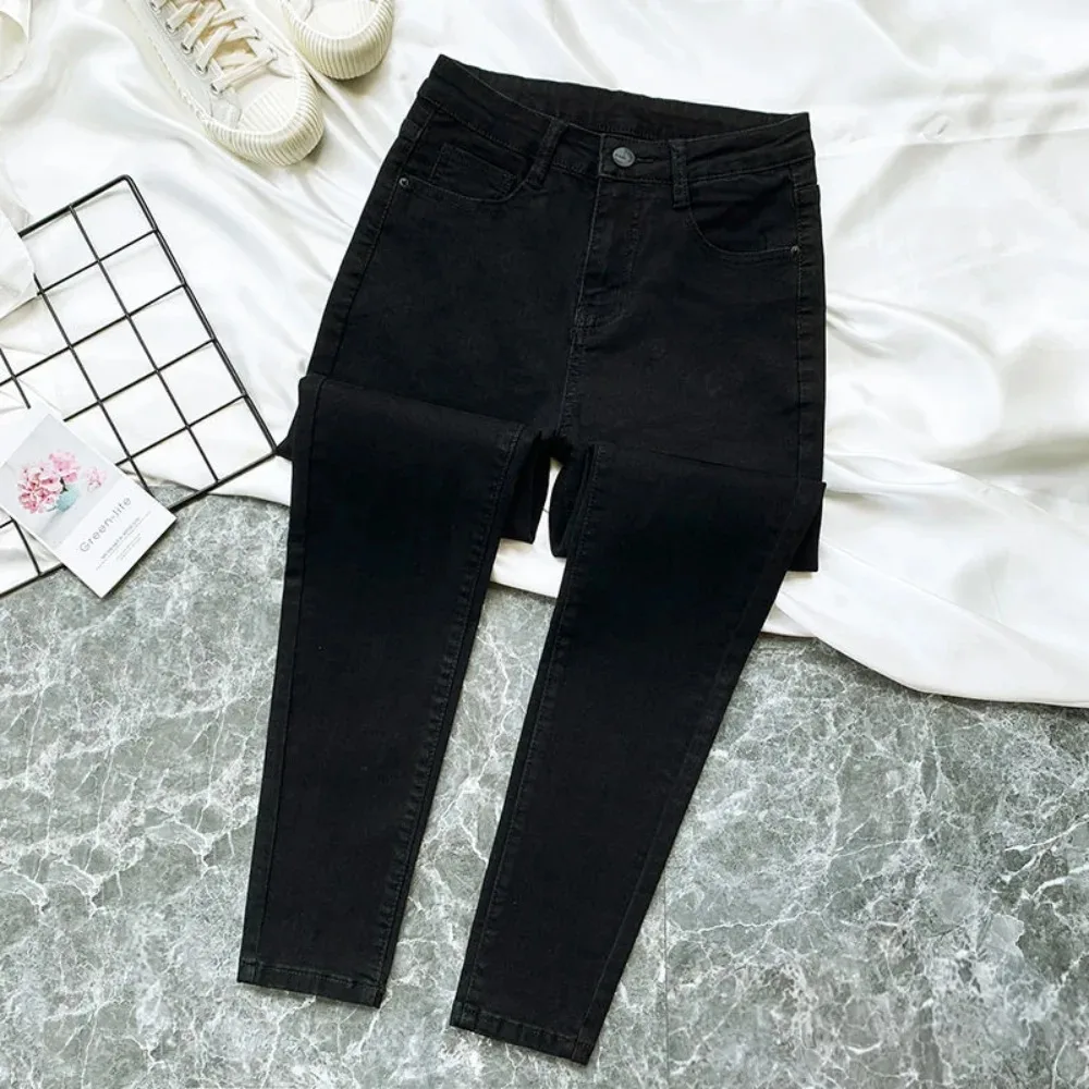 Denim Pants Spring Autumn Jeans For Women High Waist Skinny Warm Thick Jeans Womens High Elastic Stretch Jeans women clothing
