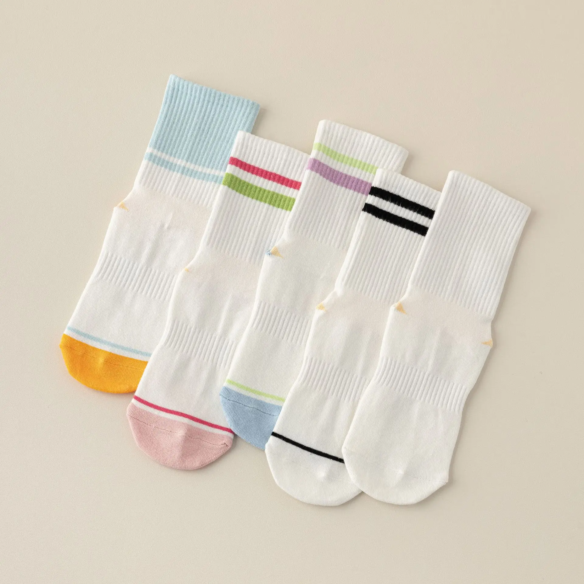 2pairs Non-Slip Grip Sock Slipper Indoor Summer Silicone anti-slip Yoga Breathable Women mid-calf Gym Room Sliding 2W92