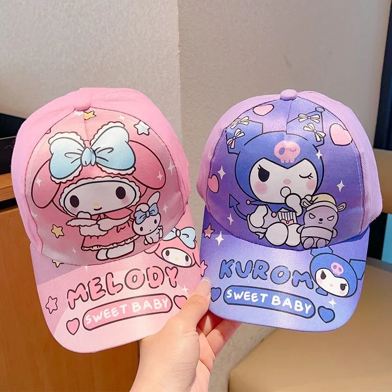 

Sanrio Children Cartoon Hat Hello Kitty Kuromi My Melody Kawaii Sun Hats Summer Breathable Hat Boy Girl Cap Baseball Cap Kids