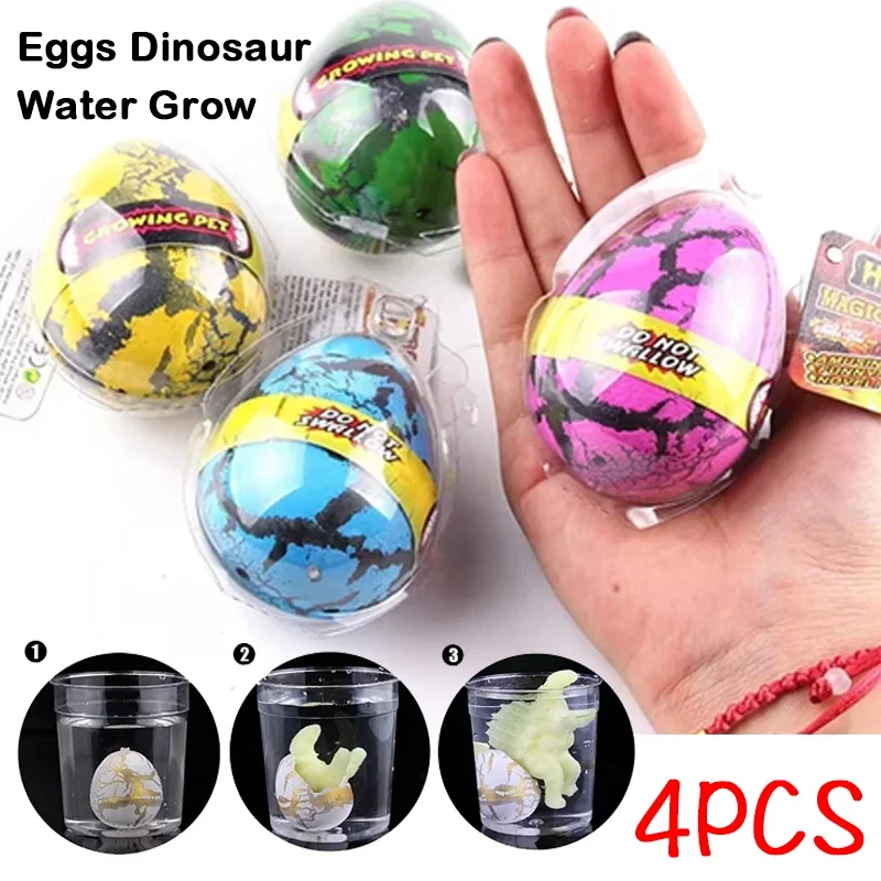 4 Teile/satz Dino Ei Schlüpfen Eier Dinosaurier Wasser Wachsen Neuheit Magie Ei Dinosaurier Spielzeug Wissenschaft Kits Pädagogisches Spielzeug für Kinder Geschenke