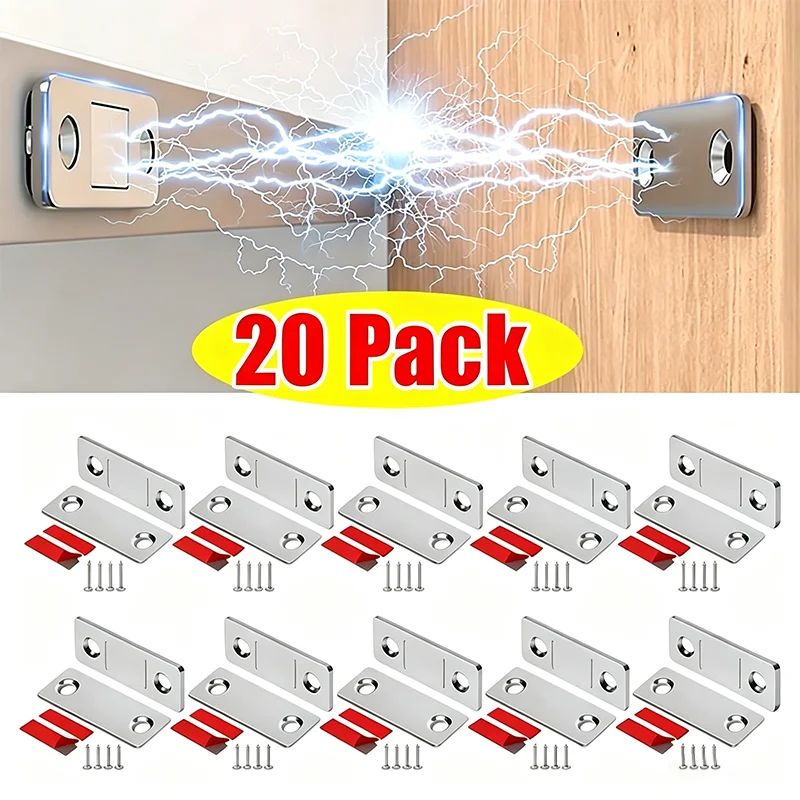 Ultra-Thin Strong Magnetic Cabinet Catch Invisible Door Magnet Latch Screw & Adhesive Sticker Mount for Cupboard Drawer Closet